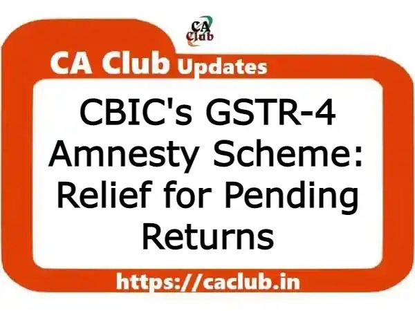 CBIC's GSTR-4 Amnesty Scheme 2023: Relief for Pending Returns